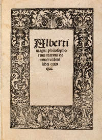 Front plate from Albertus Magnus, De Mineralibus Libri Quinqe.