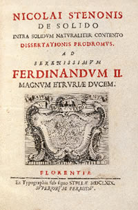 Title page image from Nicolaus Steno, De Solido intra Solidum
